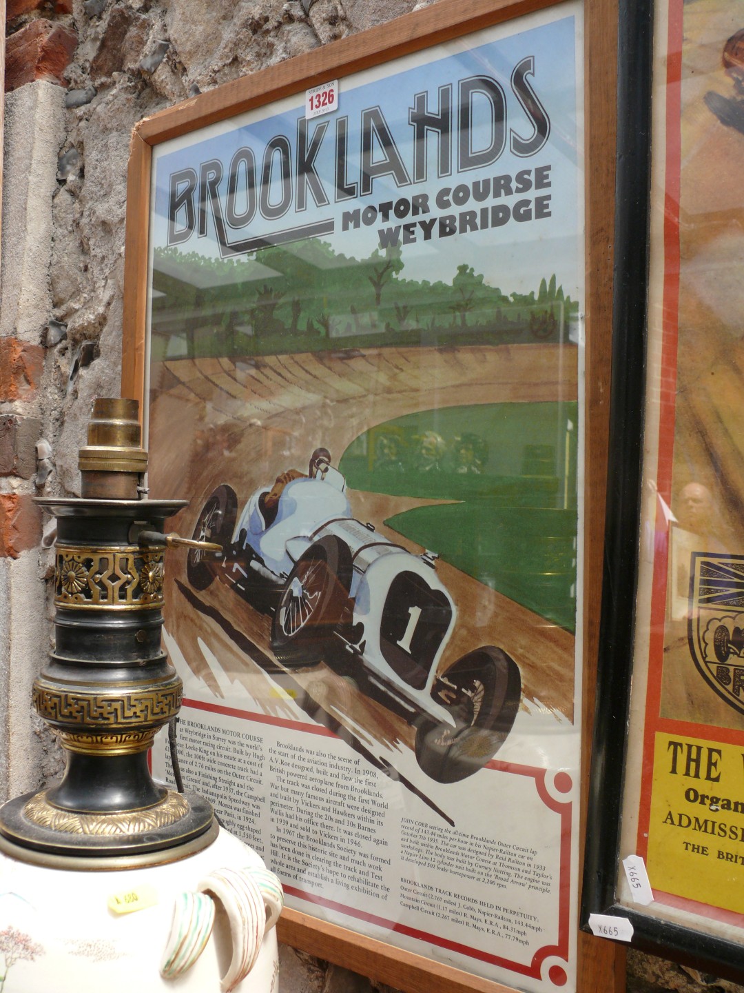 Of motor racing interest: an old Brooklands motor racing poster, 58.5 x 40cm.