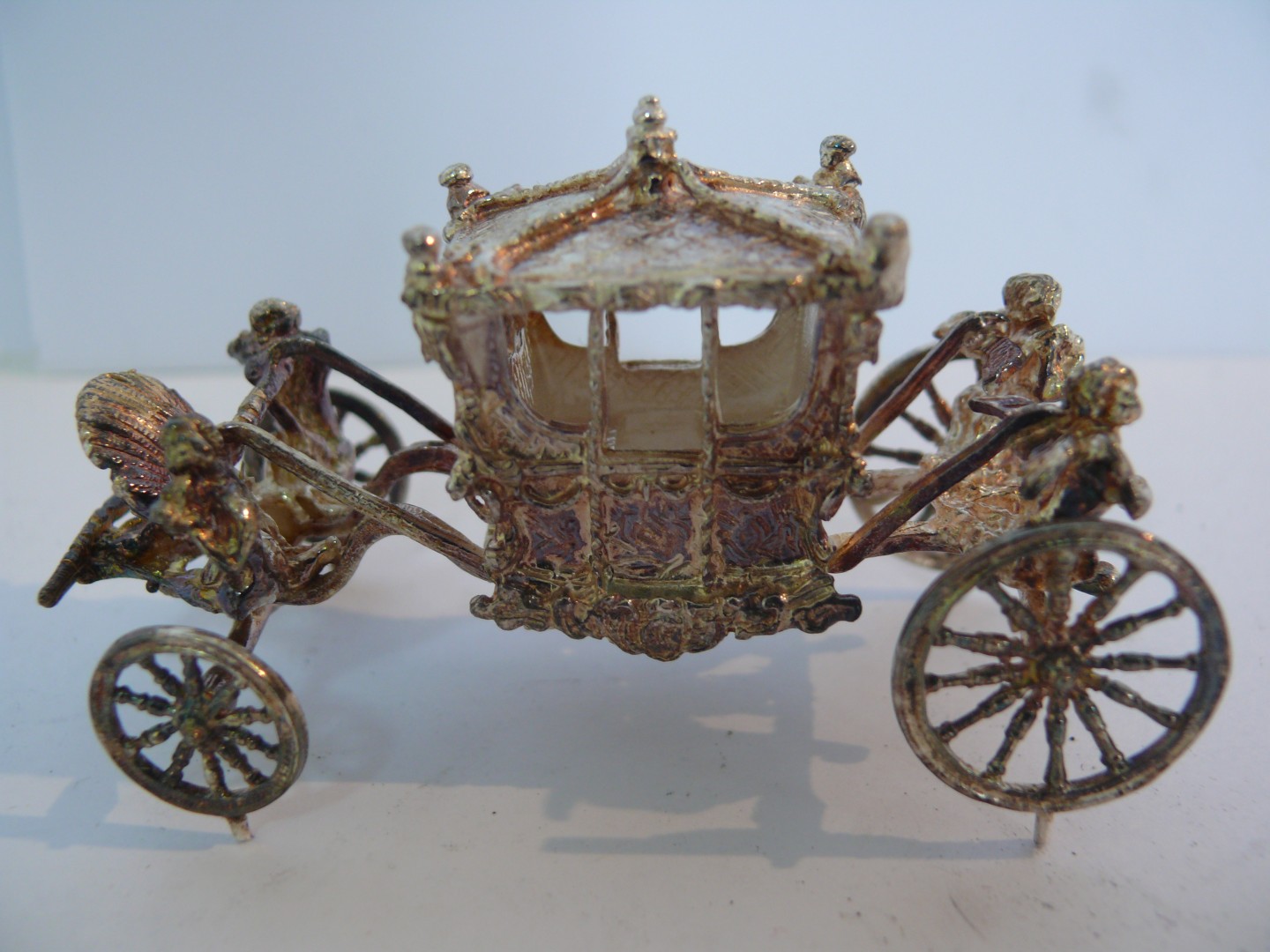 A miniature silver model of The Jubilee Coach, to commemorate the Queen`s silver jubilee 1977, by