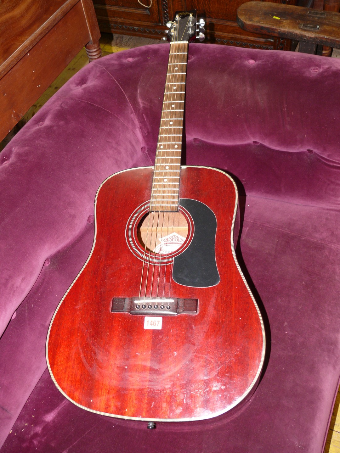 A Washburn acoustic guitar, model no. D-10 M/TWR and numbered 98103591, labelled to the interior.