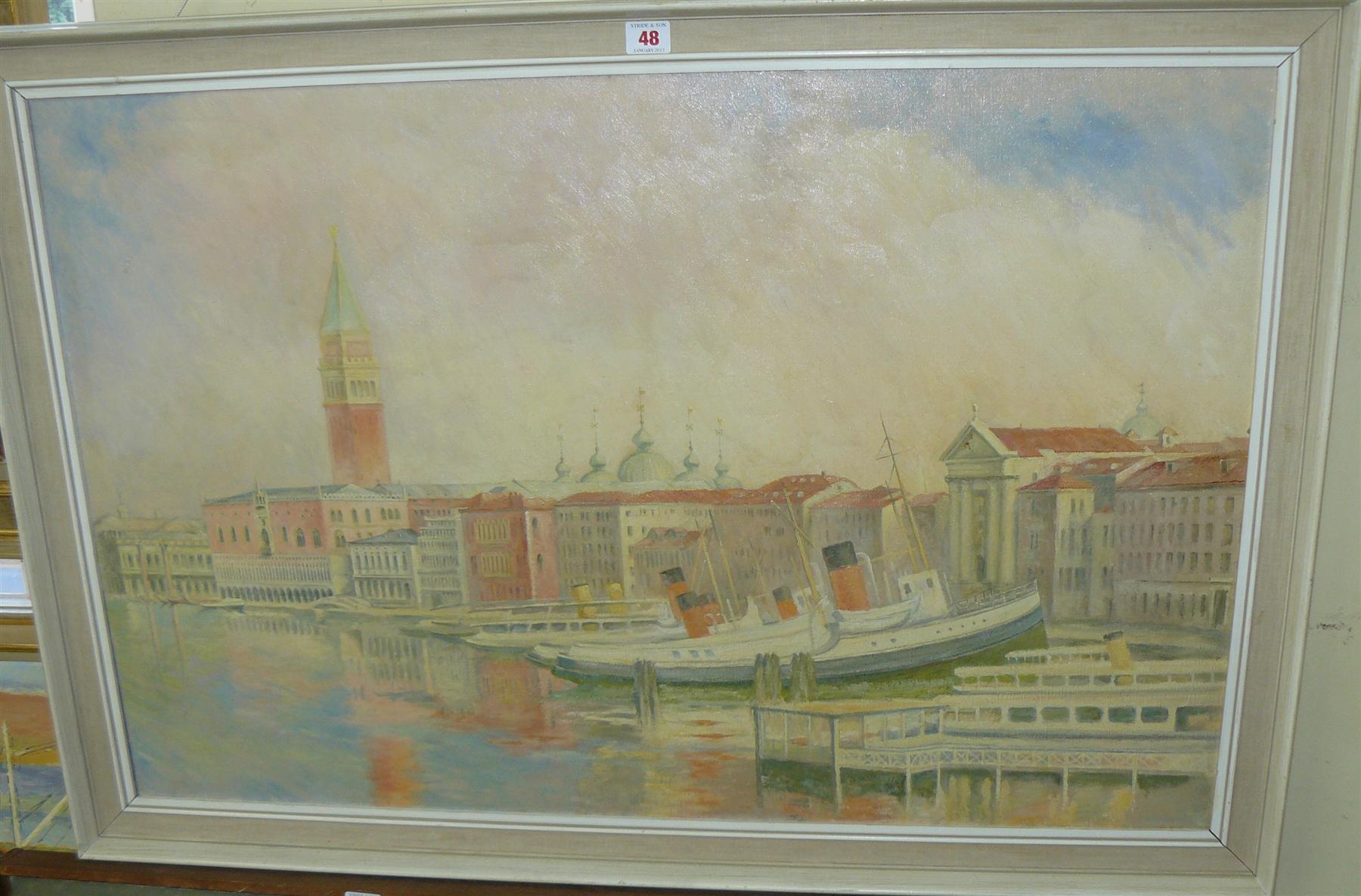 H Clarence Whaite, `The Grand Canal, Venice`, inscribed and dated 1961 verso, oil on canvas, 60 x