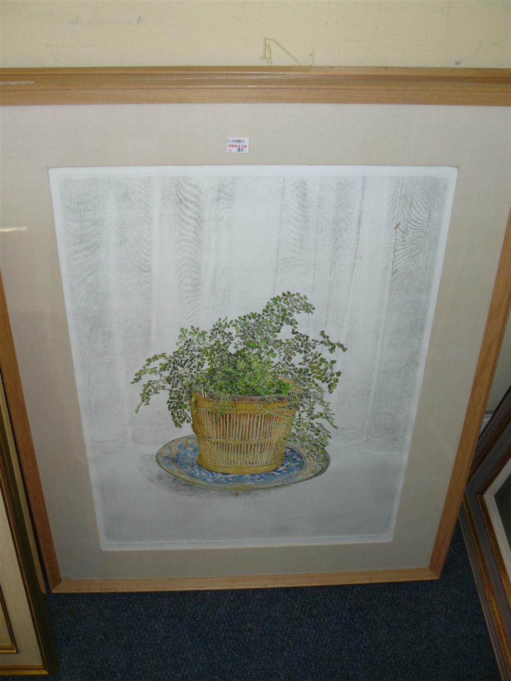 Gillian Whaite, a group of four still lifes of flowers and foliage, each signed and inscribed in