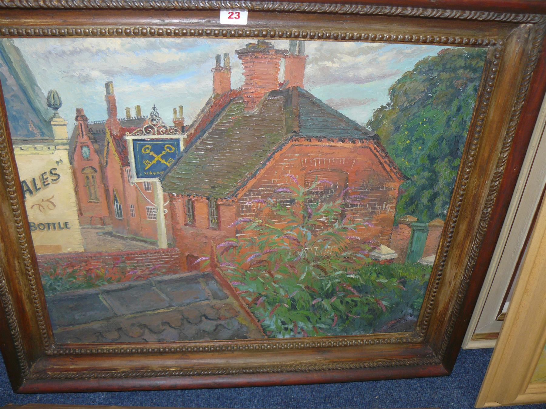 H Clarence Whaite, `The Cross Keys, Burton Joyce`, inscribed and dated 1944 verso, oil on canvas, 50