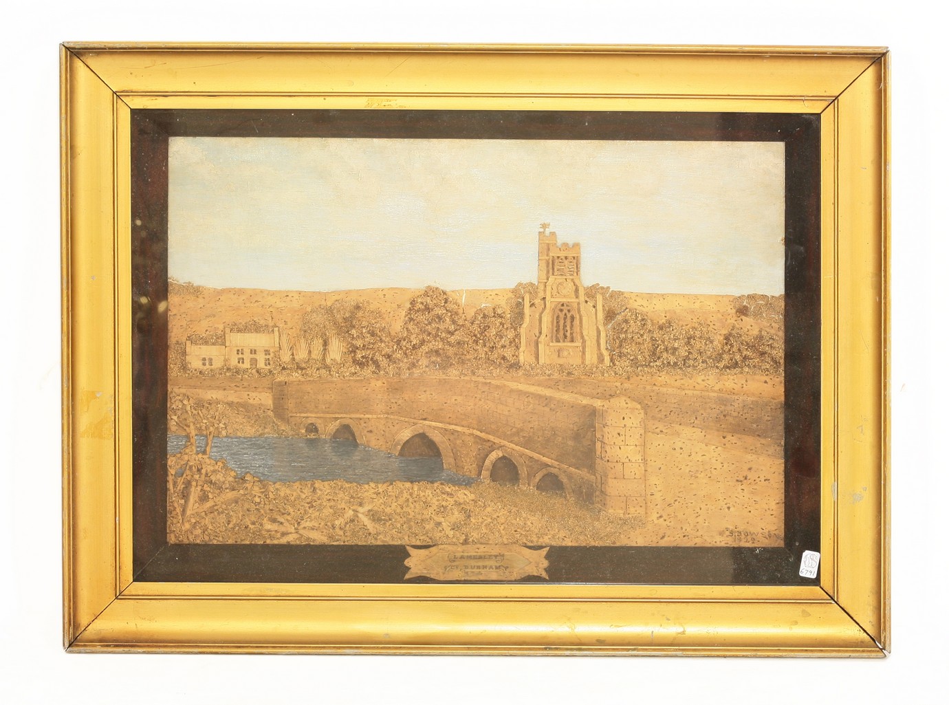 A cork picture,
early 19th century, by La Mesley, Co. Durham,
29 x 44cm, gilt framed