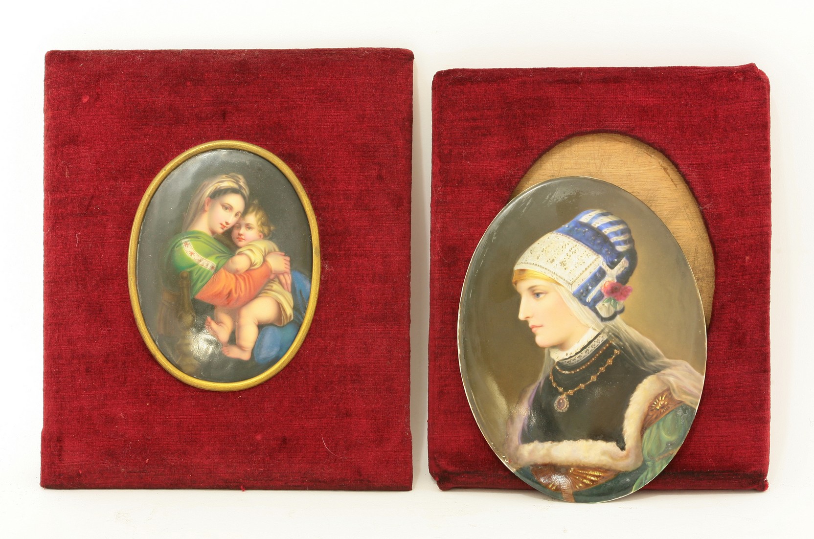 Two oval porcelain Plaques,
c.1870-80, lightly printed and painted with Princess Elizabeth and the