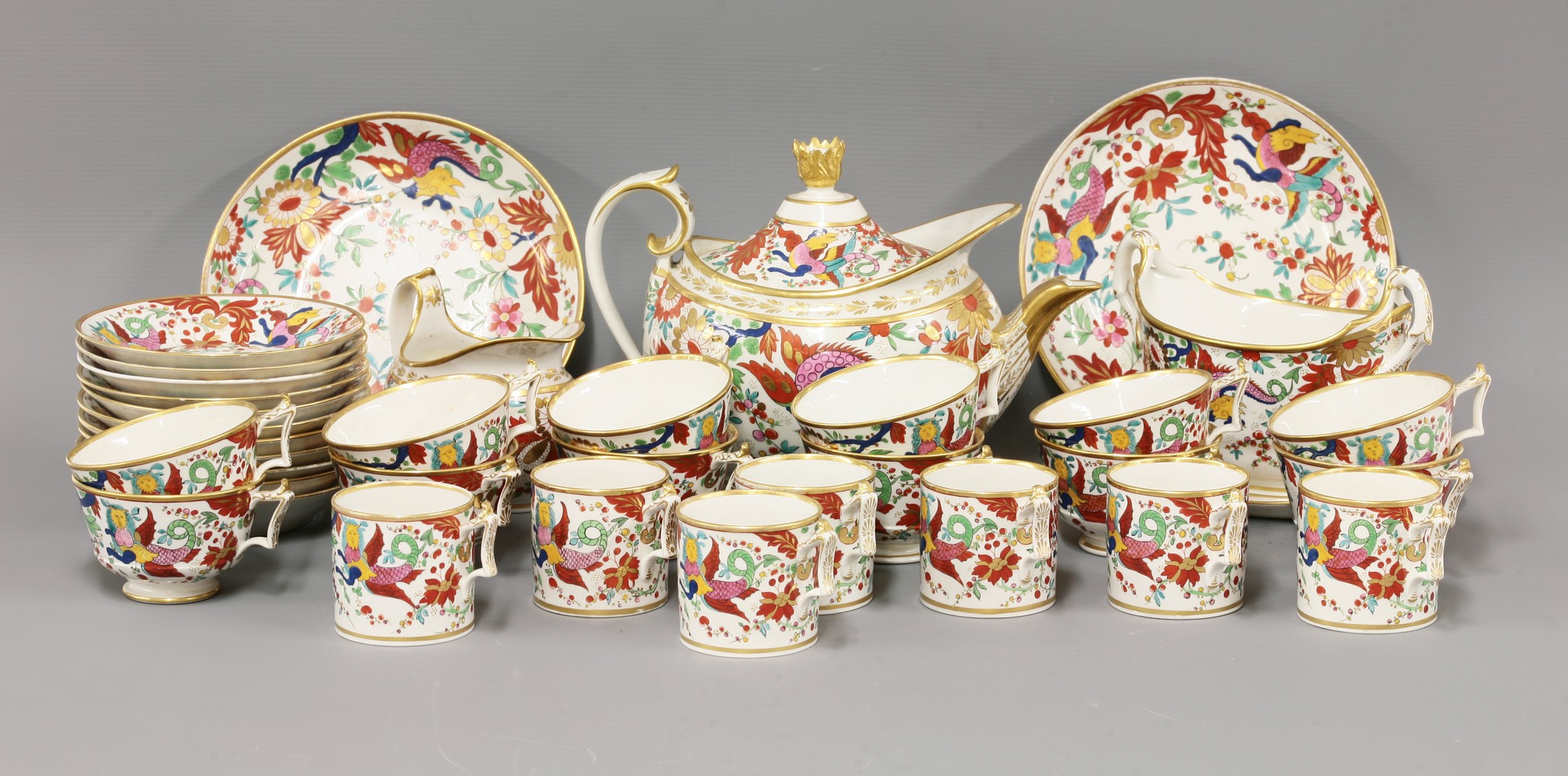A Barr Flight & Barr part Tea and Coffee Service, 
c.1810, each piece brightly enamelled and gilt