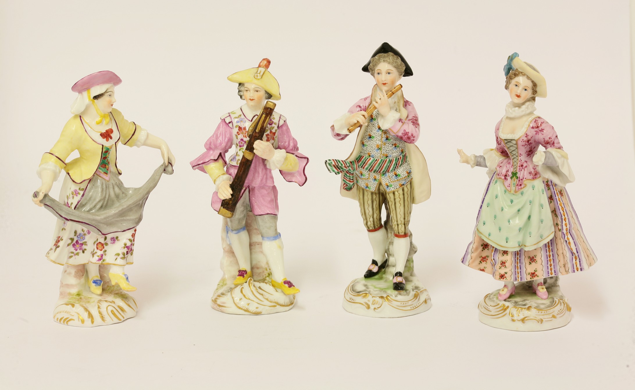 Four Vienna porcelain Figures,
third quarter of the 19th century, forming a dance, two boys