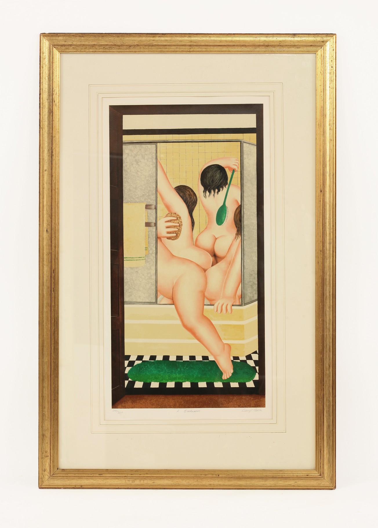 *Beryl Cook (1926-2008), 
'A BATHROOM'
Reproduction printed in colours, signed
image 72 x 37cm

*