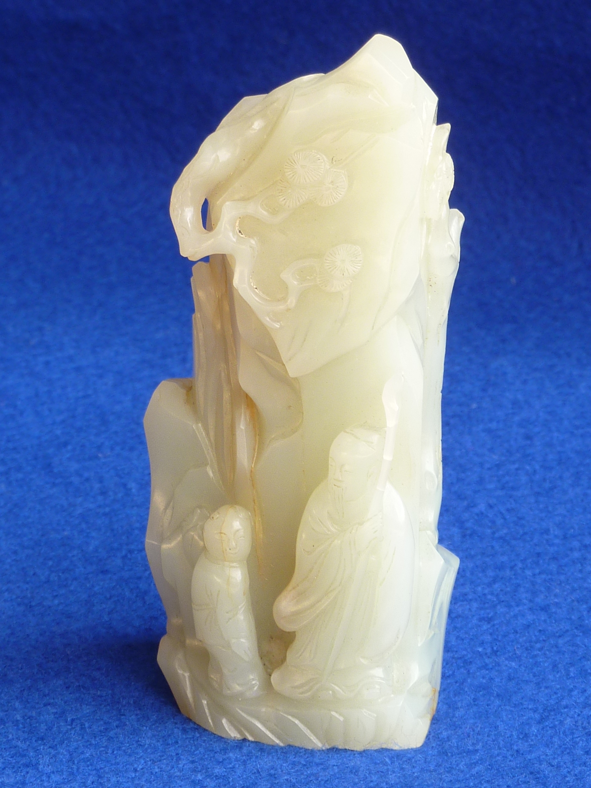 A rare and very finely carved 18th Century Chinese Jade boulder carving of small proportions, the
