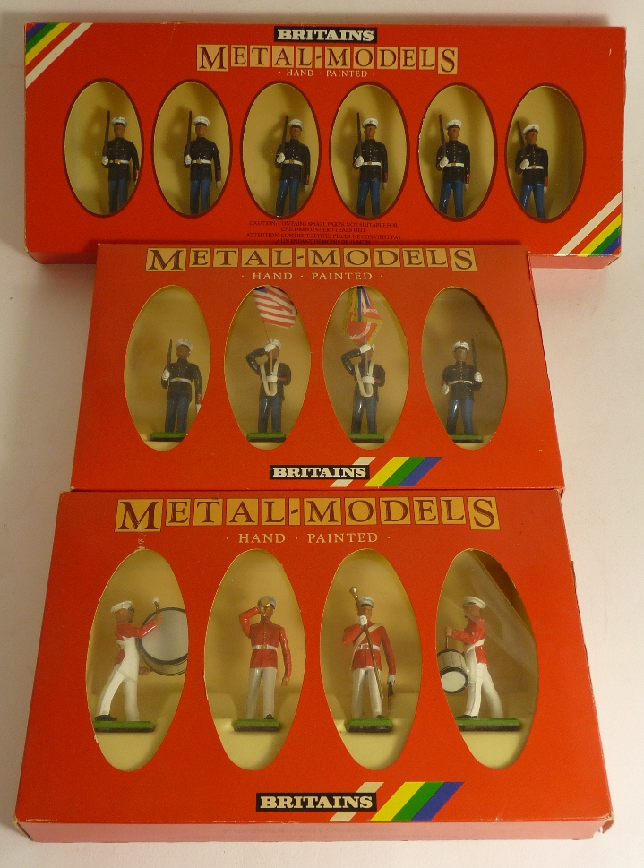 BRITAINS - 7301 US Marine Corps, boxed; 7302 US Marine and US Marines Marching, boxed and 7304 US