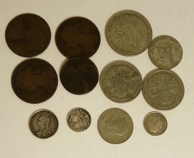 VICTORIA - Sixpence 1888 vf together with some other earlier coins