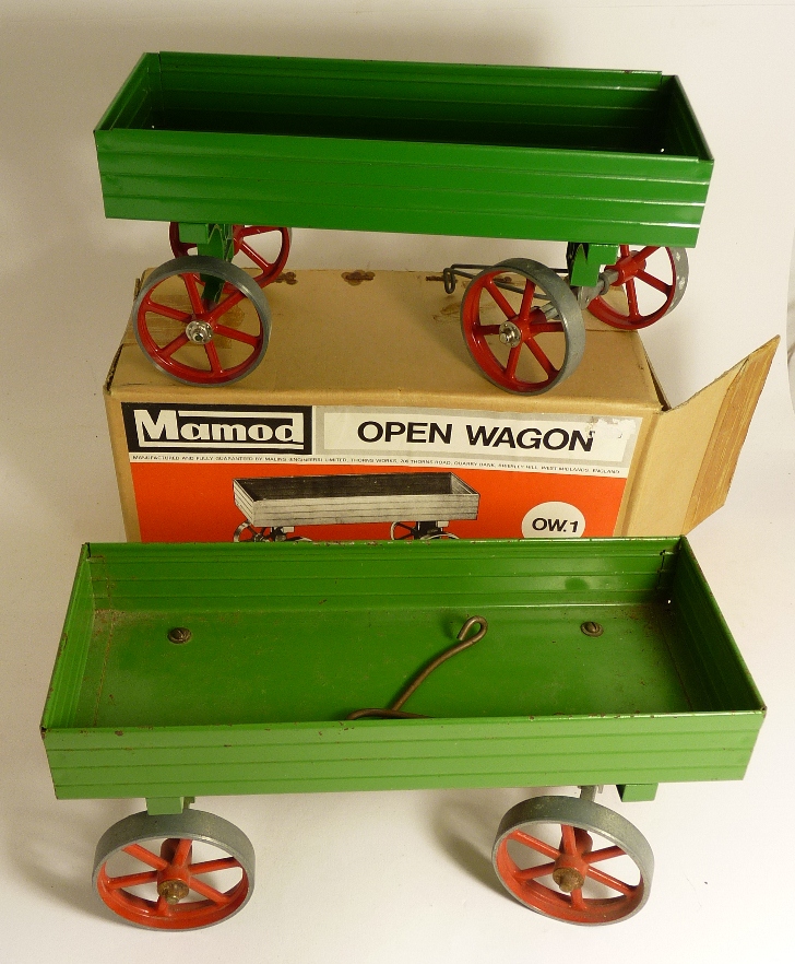 A Mamod Open Wagon OW.1 in original box, near mint together with an unboxed Open Wagon (2)