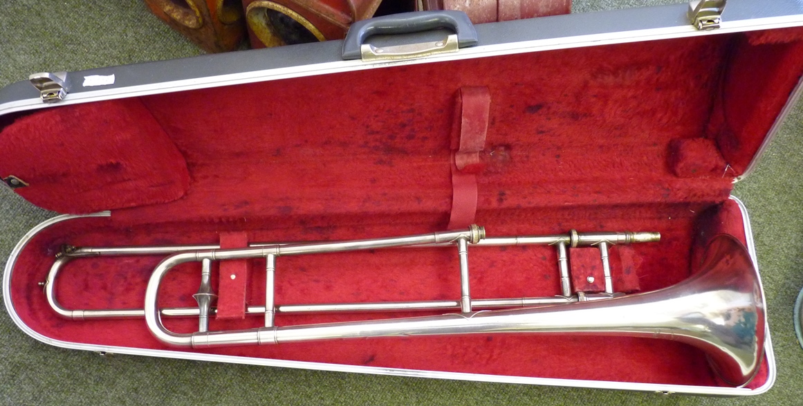 A Besson "Westminster" silver plated Trombone in carrying case
