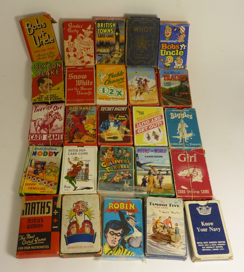 An interesting collection of card games in original pictorial boxes, most with instructions,