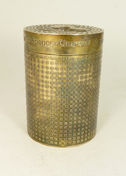 A cased silver Garrard & Co Churchill cigarette canister and cover number 38/100 designed by John