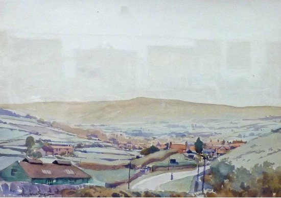 ADRIAN HILL REETH, YORKSHIRE SIGNED GILT FRAMED WATERCOLOUR 37 X 52CM