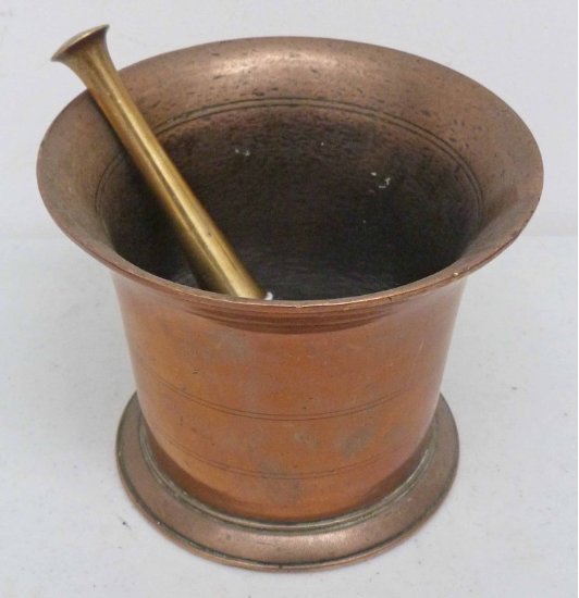 19TH CENTURY BRONZE MORTAR AND PESTLE