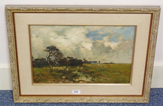 JOE MILNE SHEEP SIGNED FRAMED OIL PAINTING 28.5 X 42.5CM