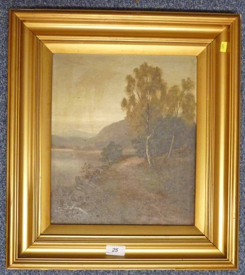 J BLAIR RENNIE HIGHLAND LOCH SIGNED GILT FRAMED OIL PAINTING 34.5 X 29 CM