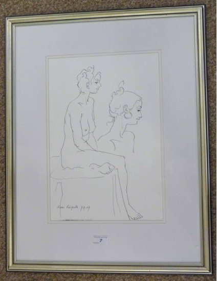 KIM REDPATH  2 STUDIES  SIGNED  PEN & INK DRAWING  40 X 28CM