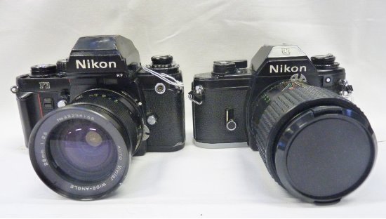 2 NIKON CAMERAS F3 WITH 28MM WIDE-ANGLE VIVITAR LENS AND EM WITH 70MM SIRIUS ZOOM LENS -2-