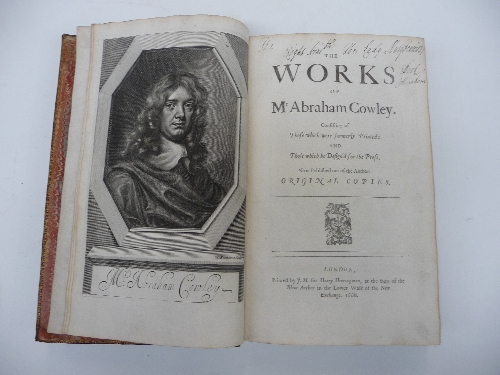 Cowley (Abraham) The Works of Mr Abraham Cowley ..., 1668, London; Henry Herringham, folio in twos