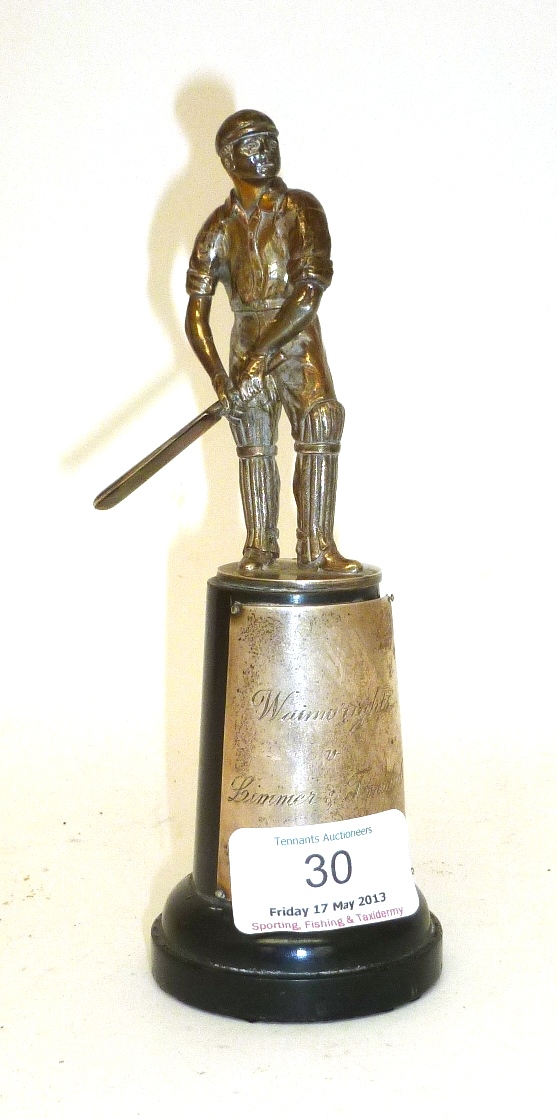A Silver Cricket Trophy - Wainwrights v Limmer & Trinidad, hallmarks for London 1961, the trophy