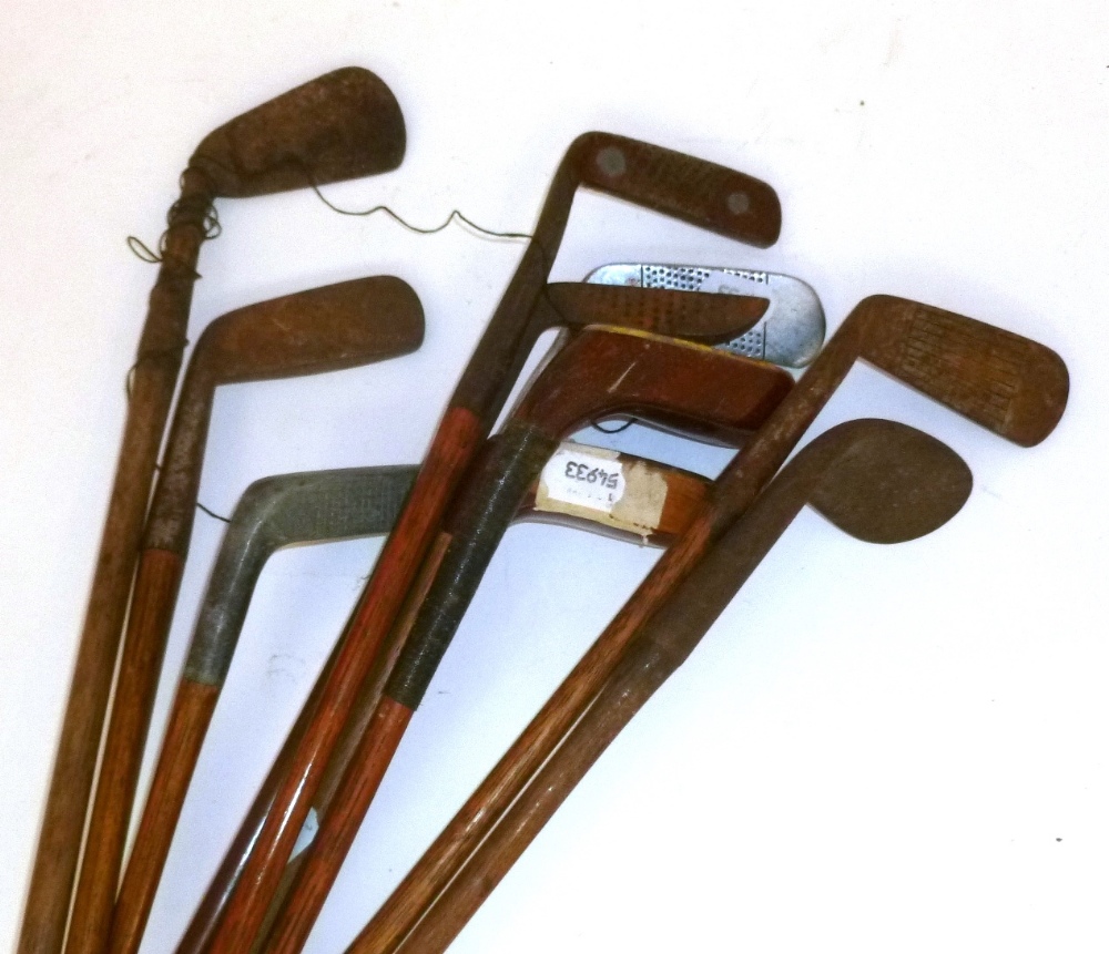 Ten Hickory Shafted Golf Clubs, including St Andrews 1991 putter, St Andrews `Swilken`