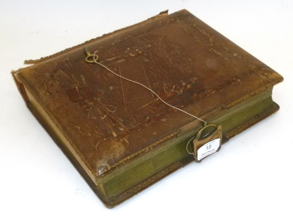 A 19th Century `Olympia` Leather Bound Musical Photograph Album, with lithographed sporting scenes