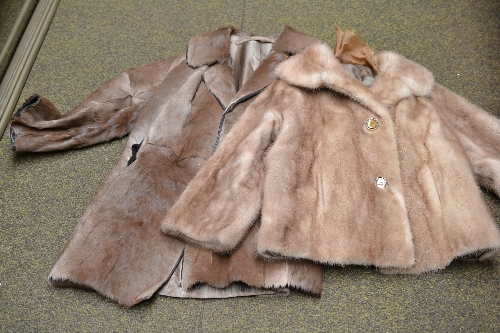 A pony skin brown jacket and a light mink shawl