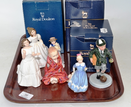 Six Royal Doulton figures: `The Little Pig` HN1793, `A Posy for You` HN3606, `Special Friend`