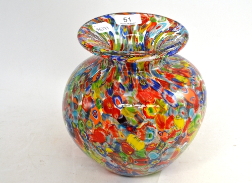 A millefiori glass vase