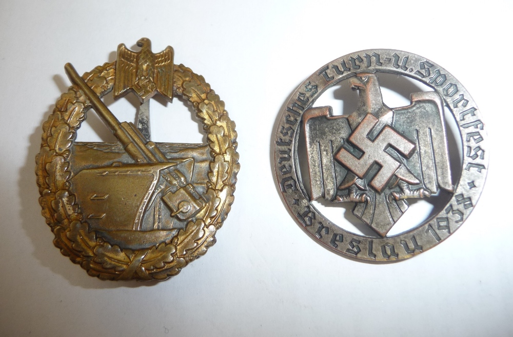 A German Third Reich Naval Coastal Artillery Award, the reverse with moulded maker`s mark FEC. OTTO