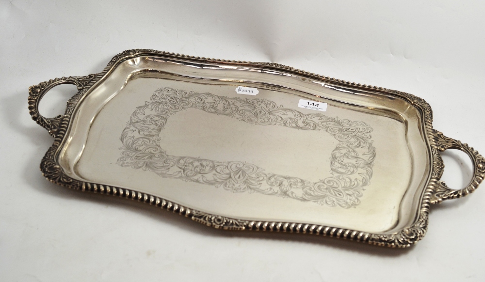 Silver two handled tea tray, Birmingham 1934 makers mark WM