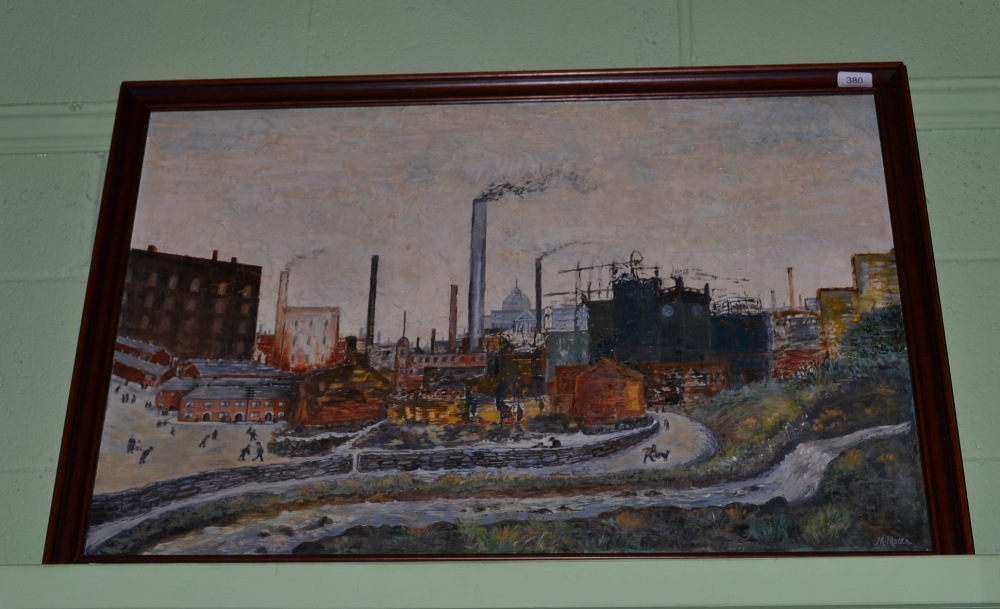 M.Maden - Lancashire Industrial scene, oil on board