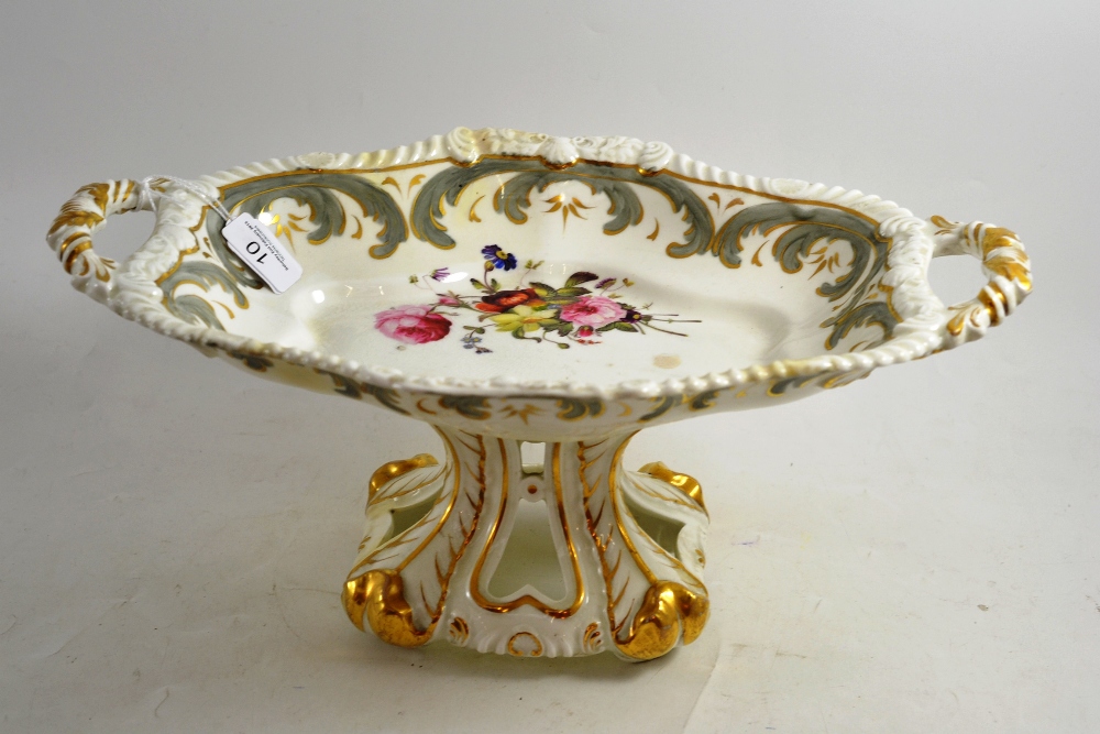 A Rockingham porcelain centrepiece, circa 1830, unmarked, 41cm wide