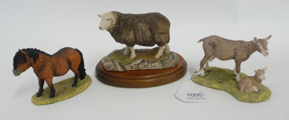 Border Fine Arts `Herdwick Ewe`, model No. 118 by Ray Ayres, 10.1cm high; `Emily`s Joy` brown goat