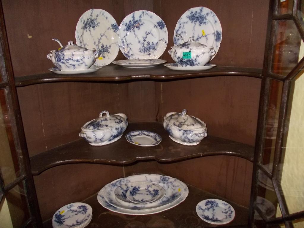 "Booths Porcelain Blue & White part Dinner Service to include Toureens and Platters