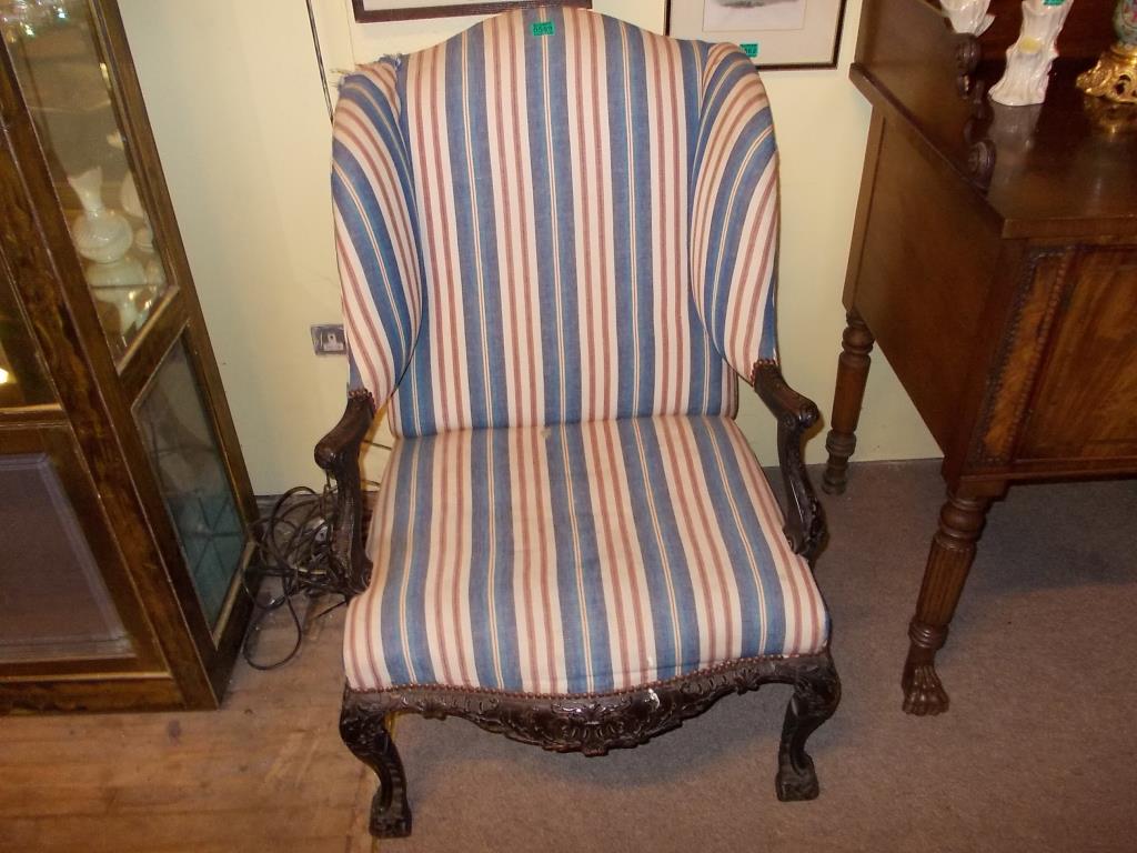 19th Century carved Mahogany Library Armchair (possibly American) (possibly American)