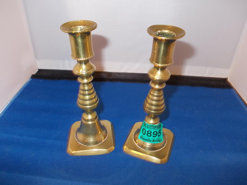 A pair of Victorian Beehive Desk Candlesticks