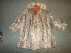 Vintage clothing - A lady's silk-lined 3/4 length grey fur coat