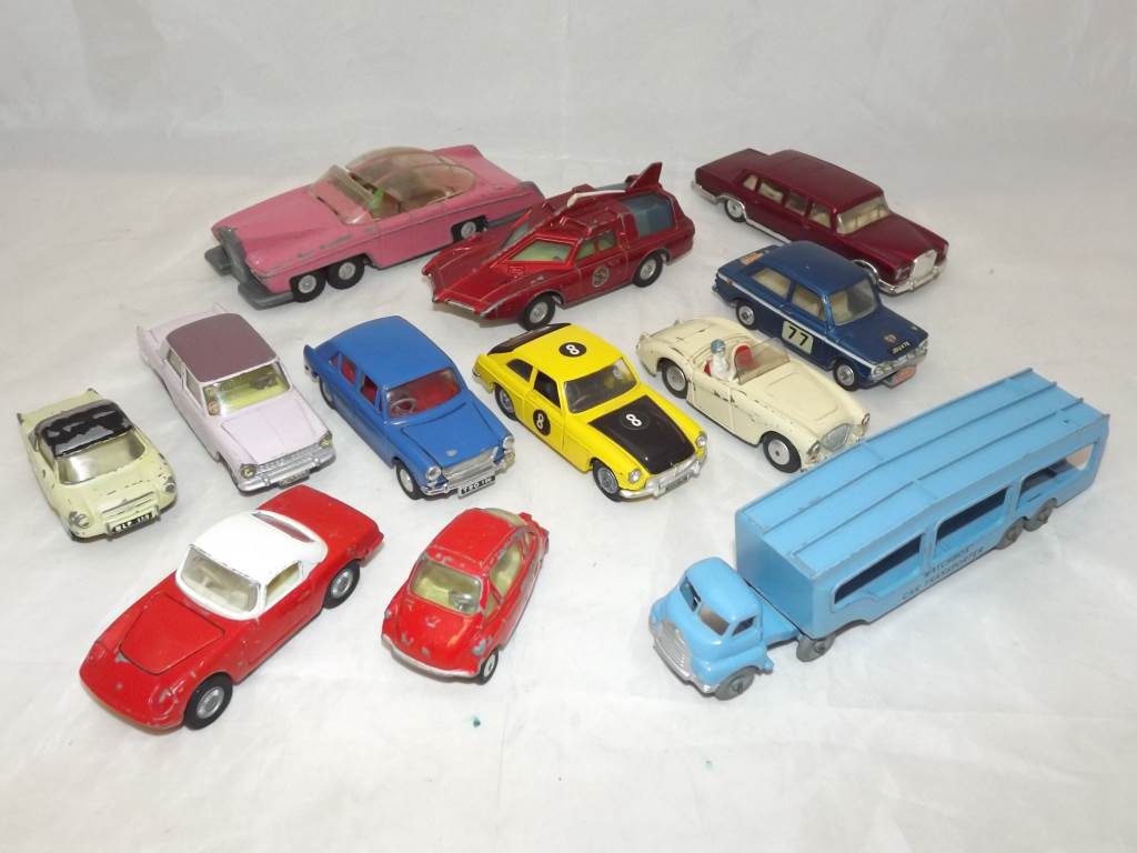 A collection of diecast models comprising two Dinky Lady Penelope's FAB1, Spectrum patrol car, seven