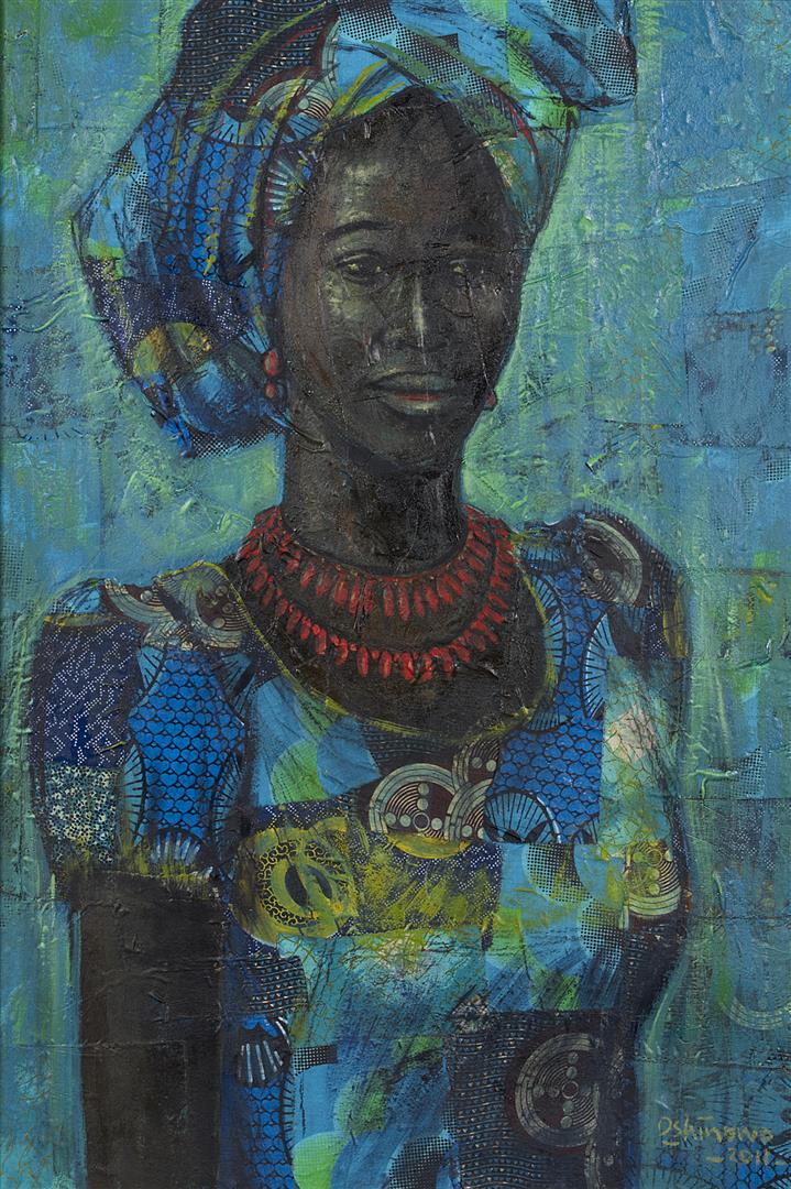 Kolade Oshinowo, (b. Nigeria, 1948) Signed and Dated, 2012 (Lower Right) Mixed media on canvas 61