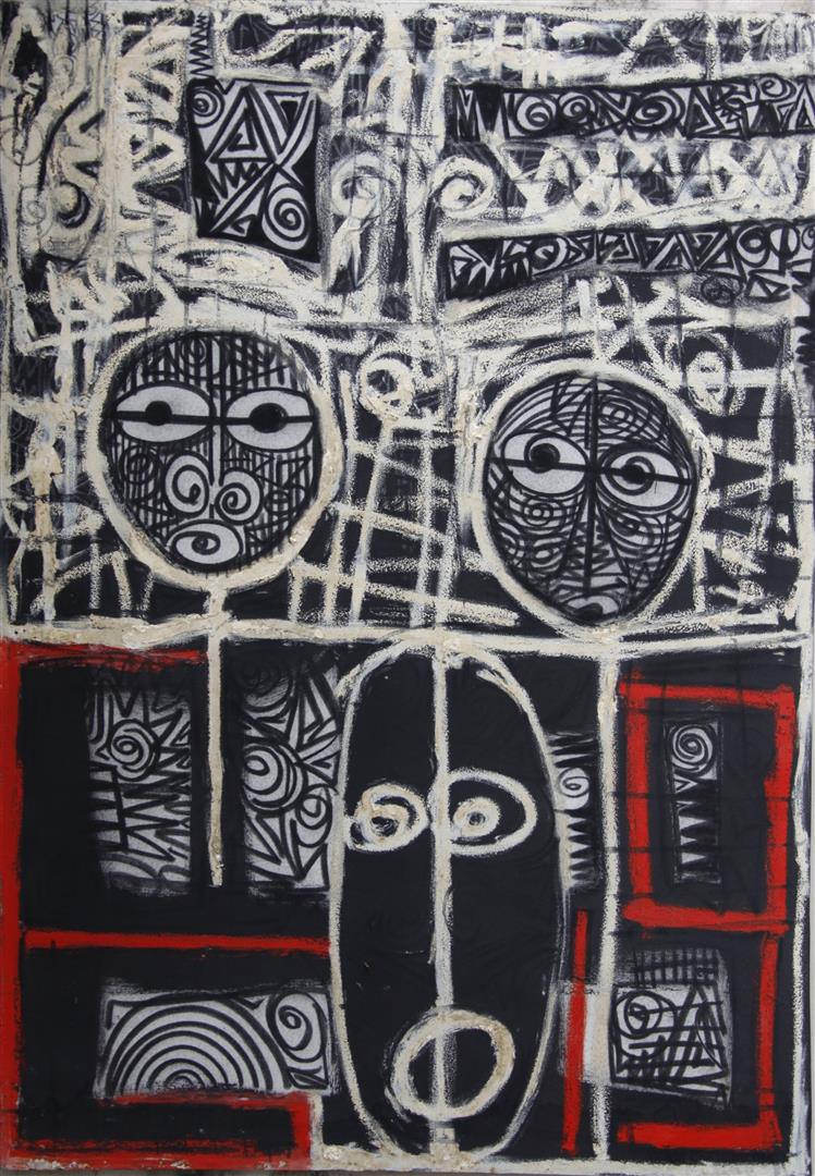 Victor Ehikhamenor, (b. Nigeria, 1970) Mixed media on canvas132 x 81cm (52 x 31.9in) Victor