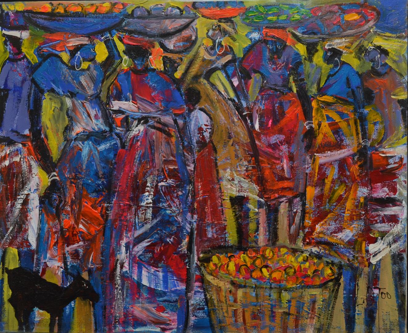 * Larry Otoo, (b. Ghana, 1956) Signed "L Otoo” (lower right), 2009Acrylic on canvas70 x 86cm (27.6 x