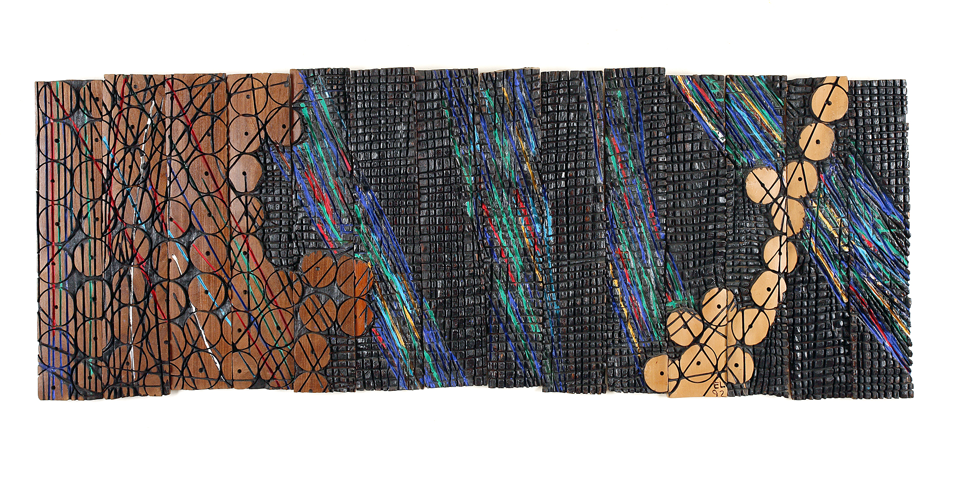 * El Anatsui, (b. Ghana, 1944) Signed and dated 1992 African hardwood 64 x 140cm (25.2 x 55.1in)