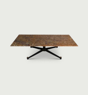 Occasional table Italy c,1958 Painted iron and lacquered brass occasional table with fossilised