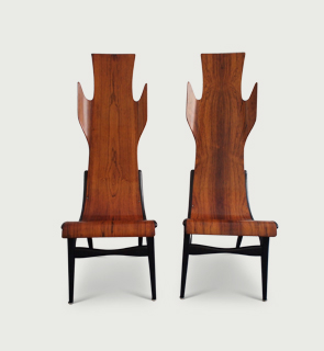 Pair side chairs Italy c,1965 Pair of flame shaped side chairs designed by Dante La Torre and