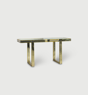 Console table. Italy c,1970 contrasting lacquered and chromed brass free-standing console table