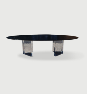 Large Dining Table 1970 Large table with very heavy perspex base, with back lacquered painted top