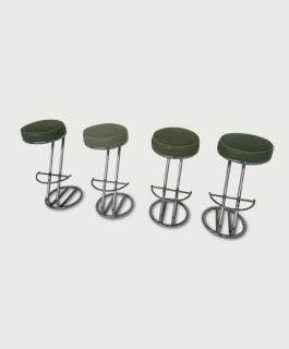 Four bar Stools France c,1928 Set of four chromed steel bar stools designed by Louis Sognot. Wear to